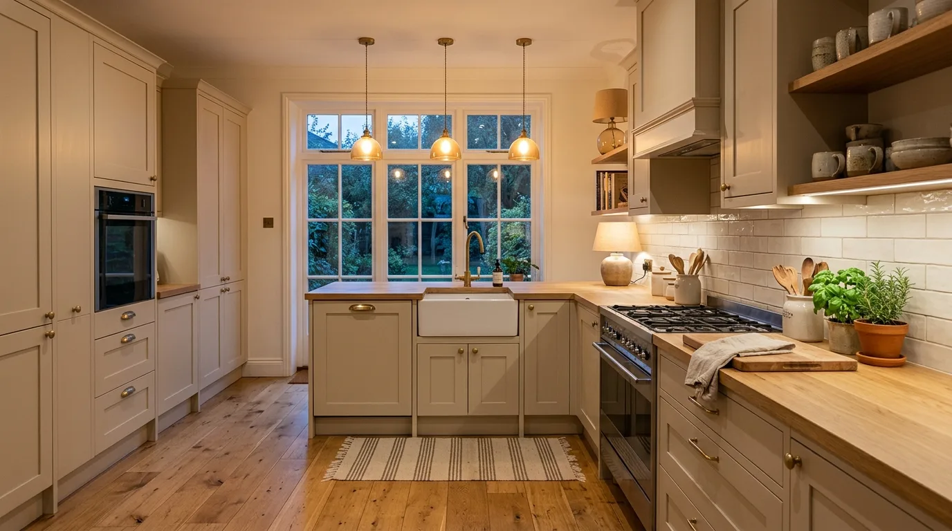 Use a backsplash that keeps the room feeling light inspiration for a beige kitchen.